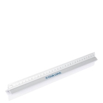 Regla personalizada triangular de aluminio con 5 escalas 30cm color plateado vista de impresión