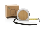 Flexómetro personalizado reciclado con muñequera Bamboo 5M/19mm color blanco vista con caja