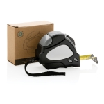 Cinta métrica reciclada con parada automática Measure 8M/25mm color negro vista con caja