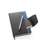 Agenda publicitaria original de polipiel y poliéster A5 color azul cuarta vista