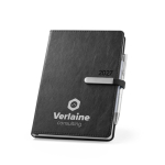Agenda 2026 personalizada de imitación piel con boli A5 color negro imagen con logo