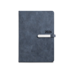 Agendas 2025 personalizadas de imitación piel con boli A5 Memory color azul primera vista