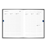 Agenda con tapa de poliéster reciclado y cierre goma B5 color azul