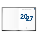 Agenda con tapa de poliéster reciclado y cierre goma B5 color azul