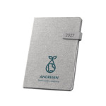 Agenda de PET reciclado de diseño formal 2026 B5 color gris claro imagen con logo