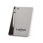 Agenda reciclada de dos colores con soporte para boli A5 color gris imagen con logo 4