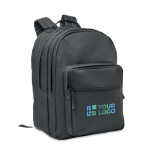 Mochila para portátil en poliéster RPET con bolsillos y acolchado 15'' color negro vista de impresión