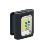 Minilinterna COB recargable con 6 modos, clip y cierre magnético color negro vista de impresión