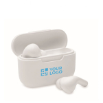 Auriculares estéreo inalámbricos con micrófono y autonomía de 3 horas color blanco vista de impresión