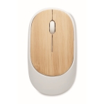 Ratón inalámbrico de ABS reciclado con tapa de bambú natural color blanco segunda vista