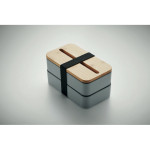 Fiambrera de 2 pisos plástico reciclado con separador y cubiertos 800ml