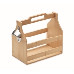 Caja cervecera de bambú con abridor y capacidad para 6 botellas color madera