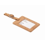 Etiqueta de corcho con logo para equipaje con tarjeta transparente color beige