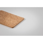 Etiqueta de corcho con logo para equipaje con tarjeta transparente color beige vista fotografía sexta vista