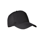 Gorra de béisbol de 5 paneles en poliéster RPET talla 7 1/4 210 g/m2 color negro