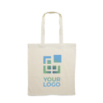 Bolsa de algodón personalizada ecológica con asas largas 180 g/m2 color beige vista de impresión