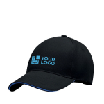 Gorra de béisbol con sarga gruesa de algodón bicolor 260 g/m2 color azul vista de impresión