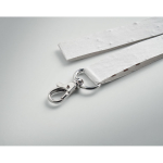 Lanyard de 20mm de papel reciclado con semillas de flores silvestres color blanco