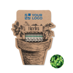 Palitos para plantar con semillas de cebollino, albahaca y perejil color beige vista de impresión