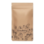 Kit de cultivo de fresas con abono presentado en envase de papel color beige