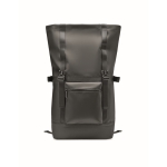 Mochila de lona con cierre roll top y acolchado en diferentes partes color negro decima vista