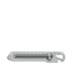 Cúter retráctil multiusos de acero inoxidable con 8 hojas color plateado mate vista de impresión