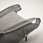 Mochila deportiva plegable reflectante con asas desmontables color plateado mate vista fotografía septima vista