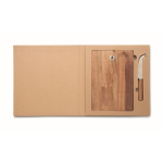 Set de tabla para quesos promocional de madera de acacia con cuchillo color madera septima vista