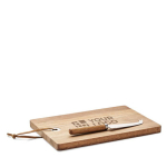 Set de tabla para quesos promocional de madera de acacia con cuchillo color madera vista de impresión