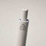 Bolígrafos corporativos reciclados blancos clip de color tinta azul color azul vista fotografía quinta vista