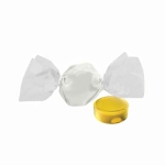 Caramelo mini con doble lazo de sabor único y envoltorio reciclable color limón segunda vista