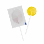 Piruleta mini sin azúcar con envase personalizable color limón segunda vista