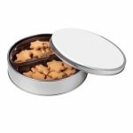 Caja metálica con estrellitas de jengibre de mantequilla y miel color plateado segunda vista