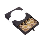 Cofre de 16 bombones belgas envueltos con surtido de rellenos color negro segunda vista