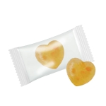 Caramelos corporativos duros en forma de corazón sabores intensos color naranja segunda vista