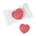 Caramelo duro en forma de corazón con sabor a cereza color transparente