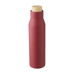 Botella térmica de acero inoxidable antifugas con tapa de bambú 500ml color burdeos quinta vista