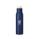 Botella térmica de acero inoxidable antifugas con tapa de bambú 500ml color azul marino vista de impresión