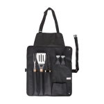 Delantal de nilón con 6 accesorios de BBQ de acero inoxidable color negro segunda vista