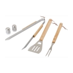 Delantal de nilón con 6 accesorios de BBQ de acero inoxidable color negro sexta vista