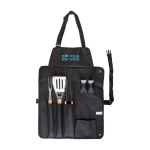 Delantal de nilón con 6 accesorios de BBQ de acero inoxidable vista de impresión