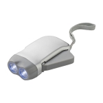 Linterna de plástico dinamo con 2 luces LED y pilas incluidas color plateado tercera vista