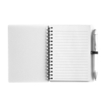 Libreta de tapa dura y bolígrafo a juego A6 hojas a rayas color blanco segunda vista