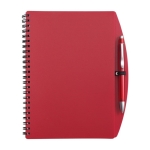 Libreta de tapa dura y bolígrafo a juego A5 hojas a rayas color rojo primera vista