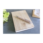 Bolígrafo de madera y metal con tinta azul Dokumental® color marrón quinta vista