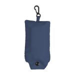 Bolsa plegable promocional de poliéster 190T para compra con mosquetón color azul primera vista