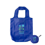 Bolsa plegable de la compra de poliéster 190T con gancho para empleados color azul vista de impresión