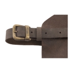 Delantal de piel con anilla metálica y cintas ajustables color marrón cuarta vista