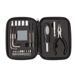 Set de herramientas corporativas en estuche de cuero sintético color negro cuarta vista