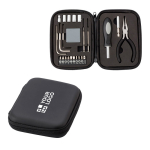 Set de herramientas corporativas en estuche de cuero sintético vista de impresión